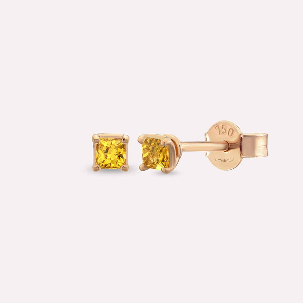 Duo 0.29 CT Yellow Sapphire Rose Gold Earring - 1