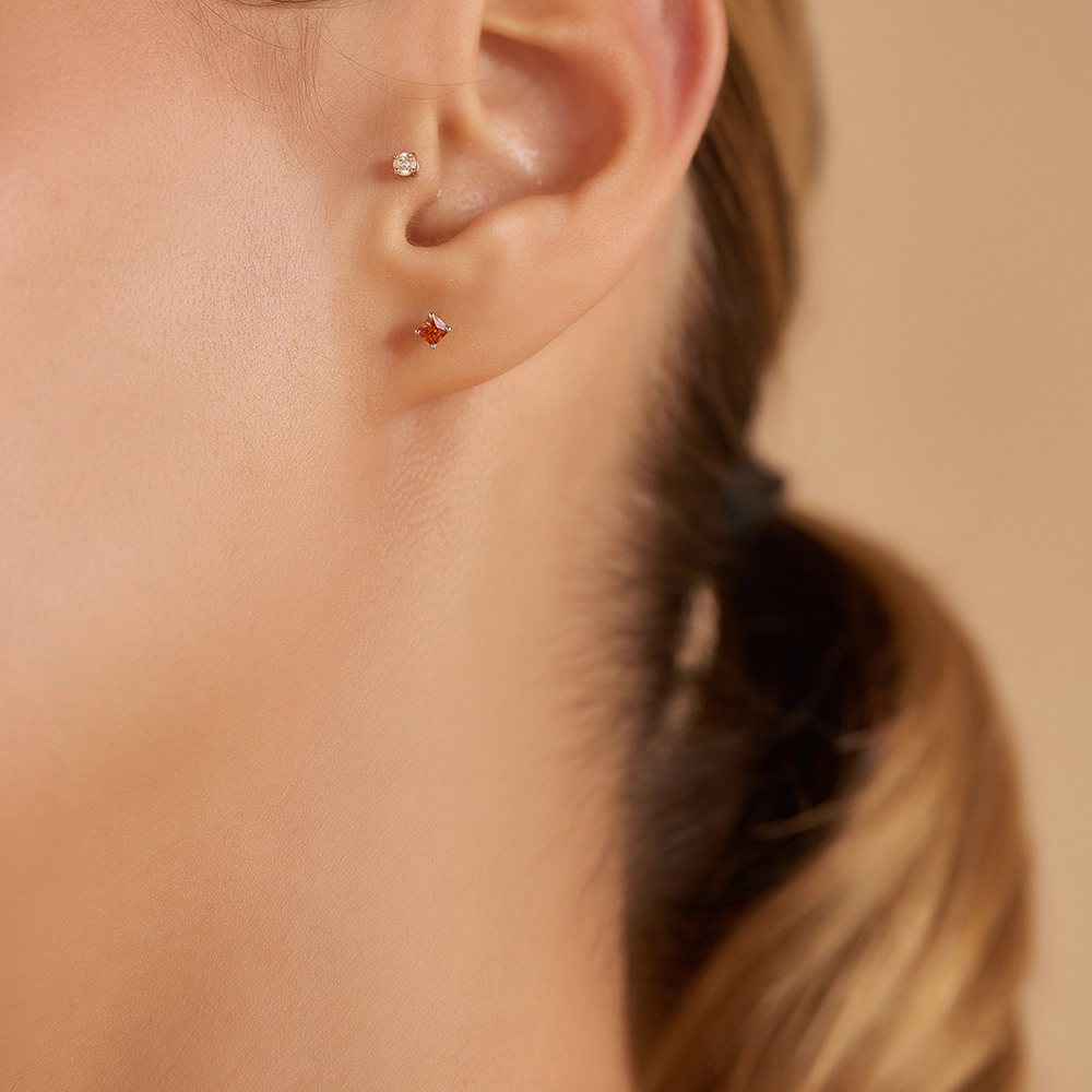 Duo 0.29 CT Orange Sapphire White Gold Earring - 2