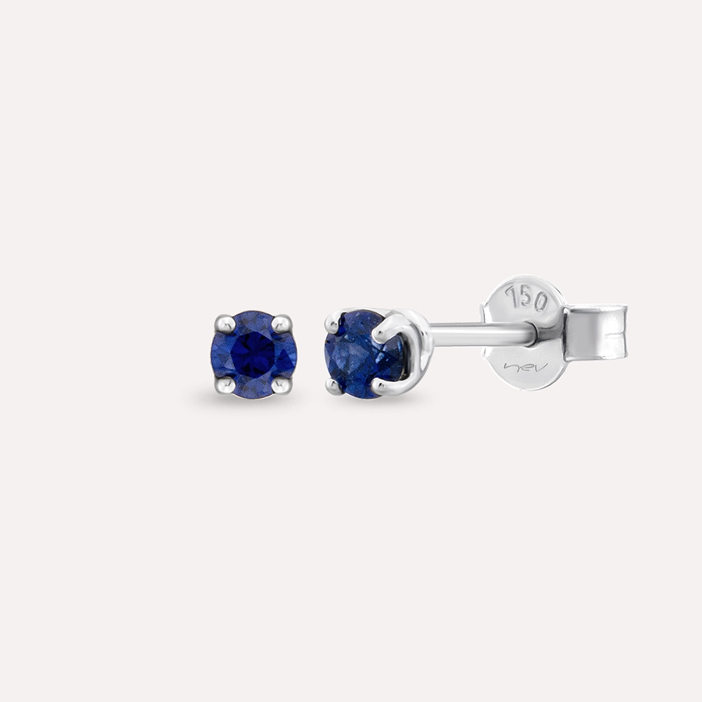 Duo 0.33 CT Safir Taşlı Beyaz Altın Küpe - 1