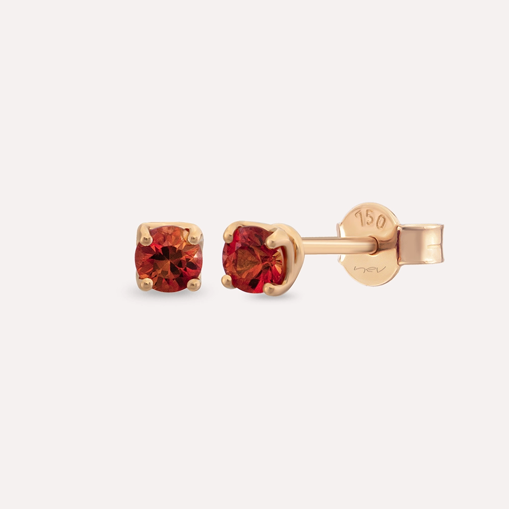Duo 0.43 CT Dark Orange Sapphire Rose Gold Earring - 1