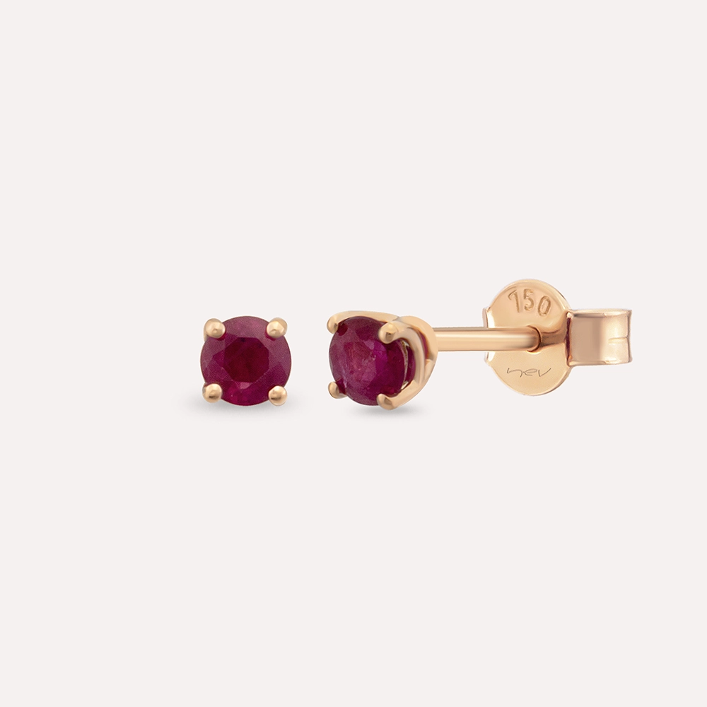 Duo 0.44 CT Ruby Rose Gold Earring - 1