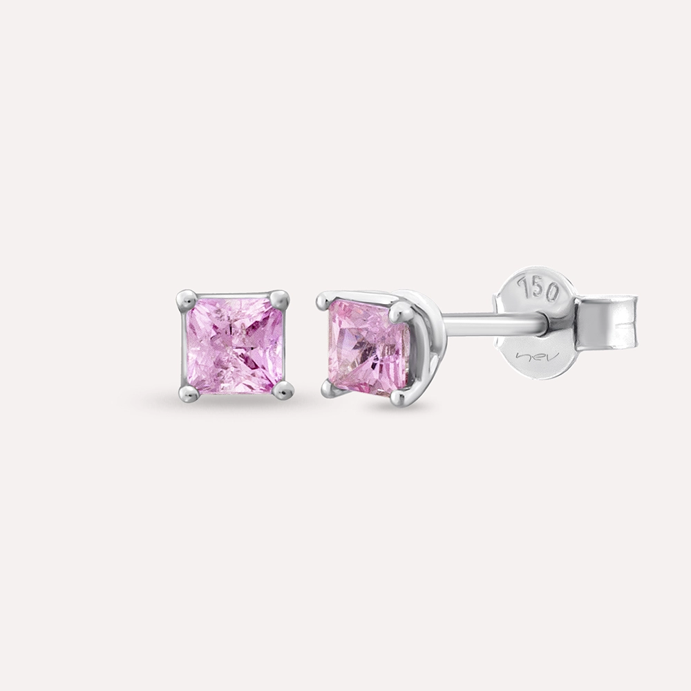 Duo 0.45 CT Light Pink Sapphire White Gold Earring - 1