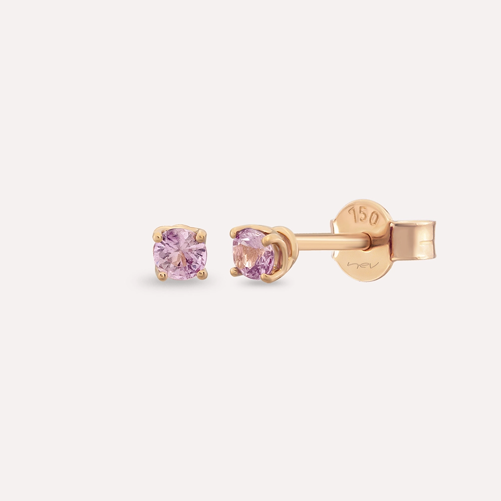 Duo 0.48 CT Light Pink Sapphire Rose Gold Earring - 1