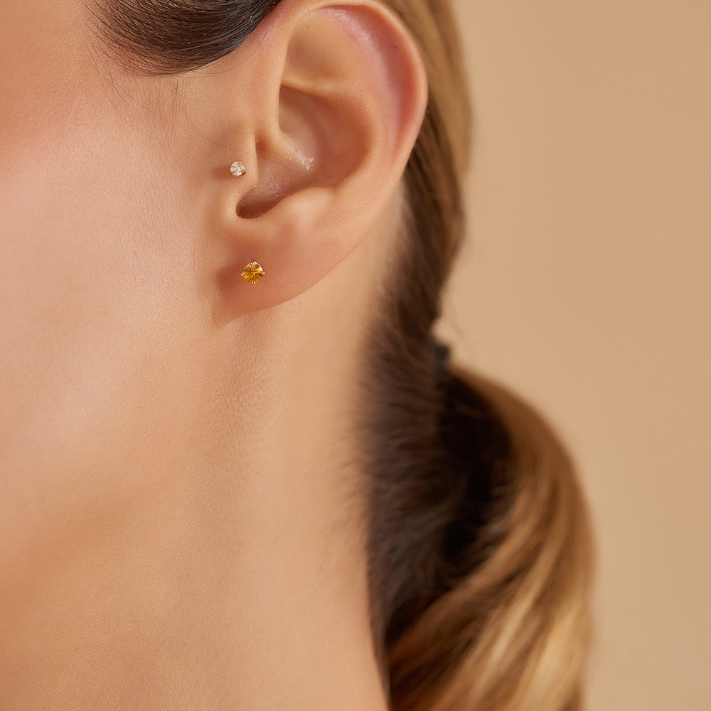 Duo 0.50 CT Orange Sapphire Rose Gold Earring - 2