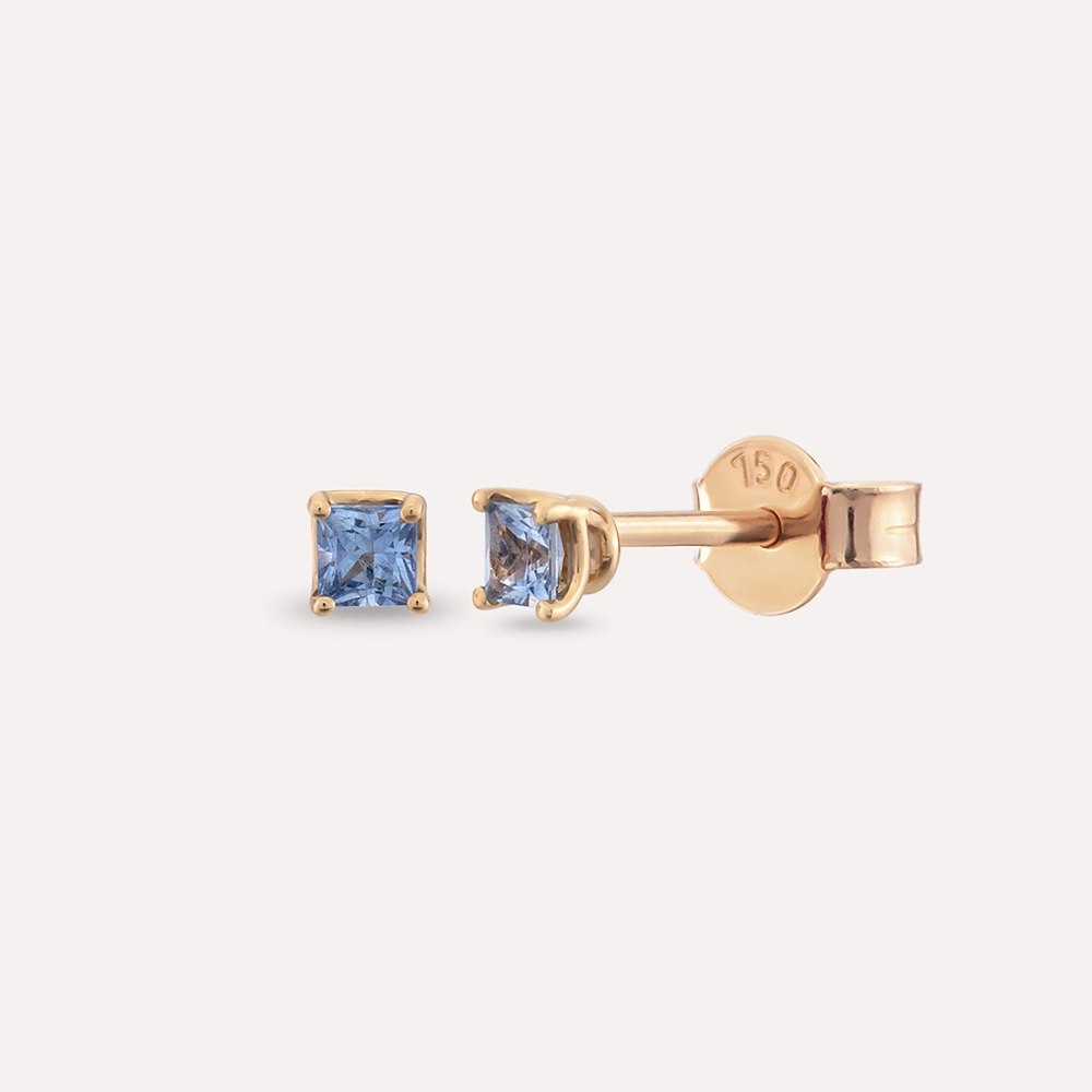 Duo 0.55 CT Light Blue Sapphire Rose Gold Earring - 1