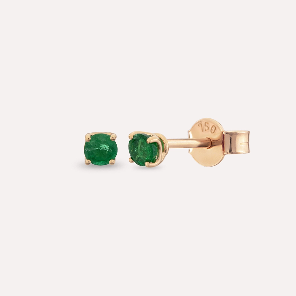 Duo 0.60 CT Emerald Rose Gold Earring - 1