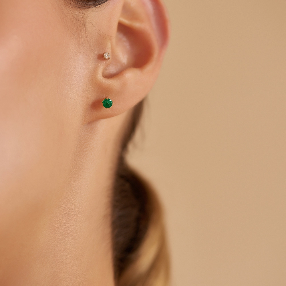 Duo 0.60 CT Emerald Rose Gold Earring - 3