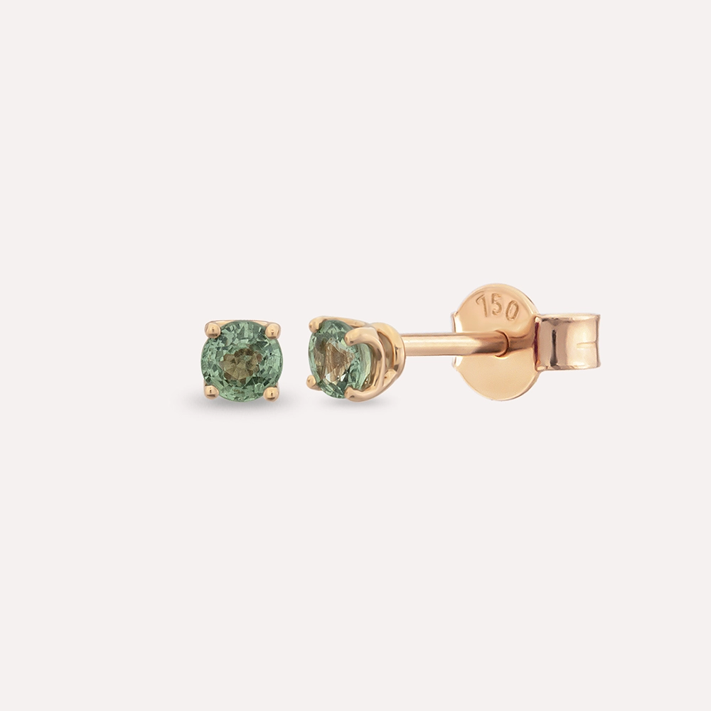 Duo 0.75 CT Green Sapphire Rose Gold Earring - 1