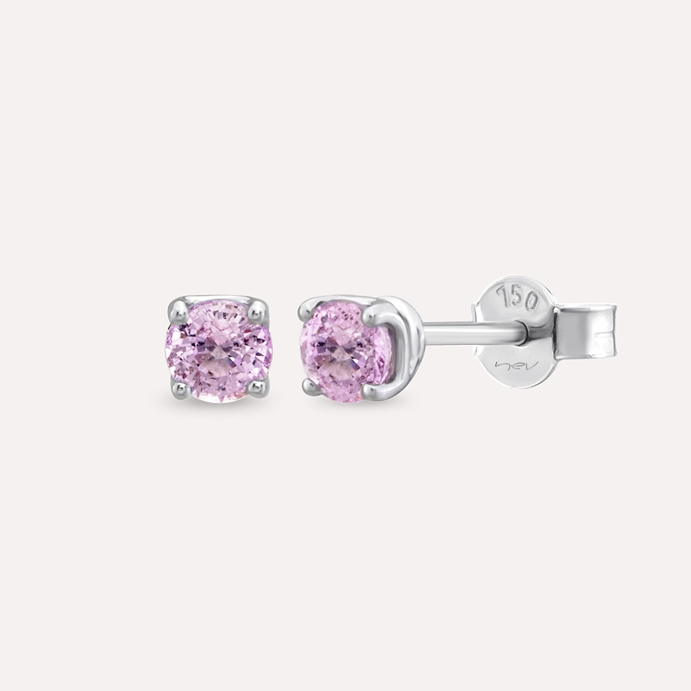 Duo 0.75 CT Light Pink Sapphire White Gold Earring - 1