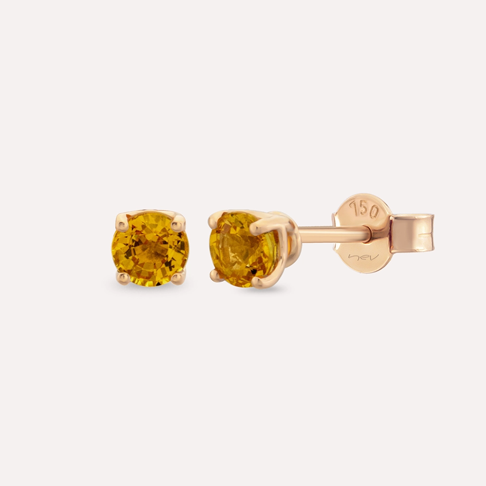 Duo 0.88 CT Orange Sapphire Rose Gold Earring - 1