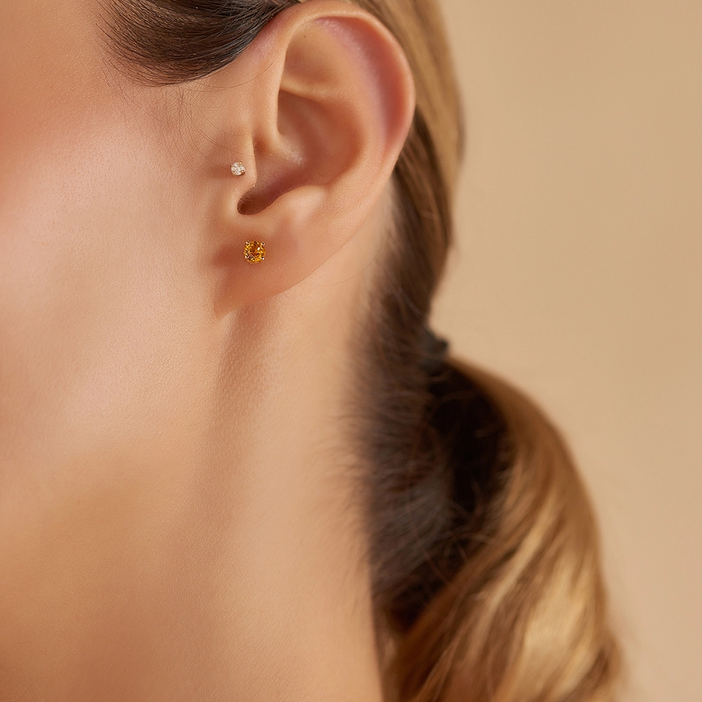 Duo 0.88 CT Orange Sapphire Rose Gold Earring - 2