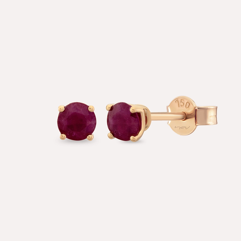 Duo 0.90 CT Ruby Rose Gold Earring - 1