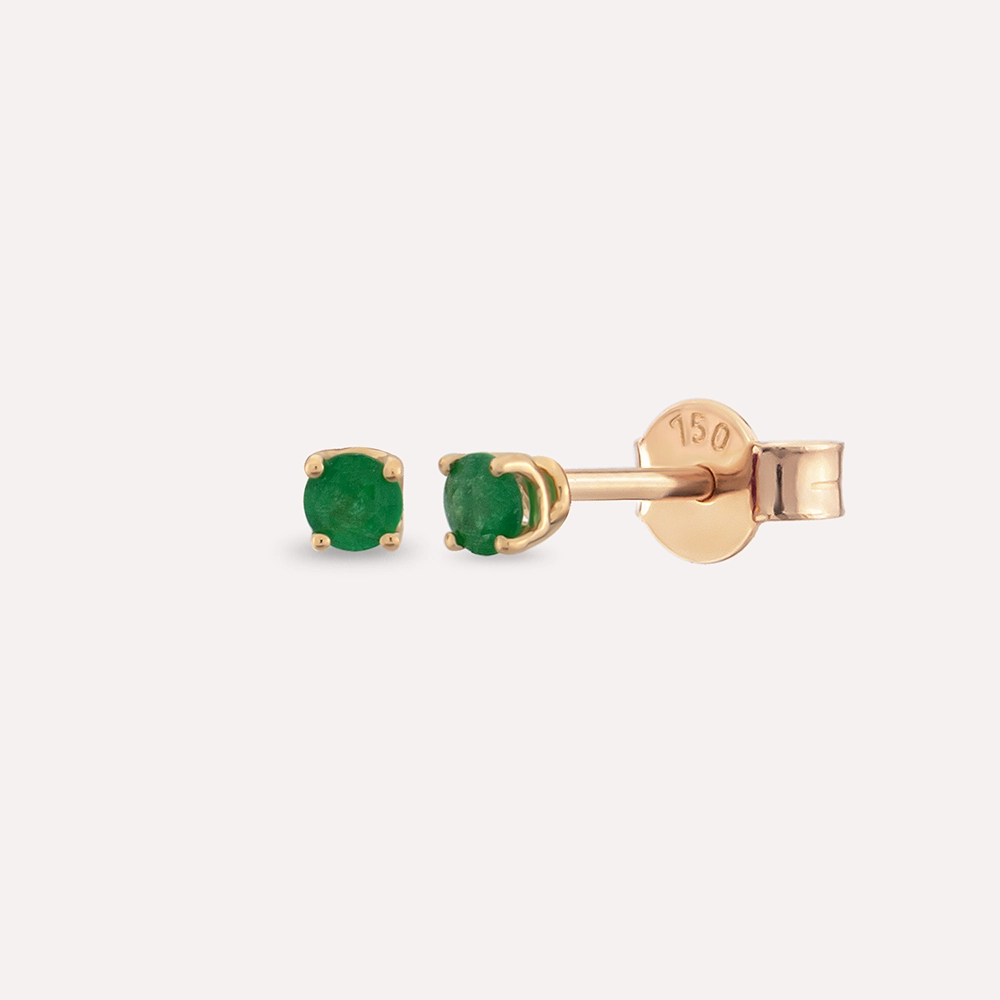 Duo Emerald Rose Gold Earring - 1