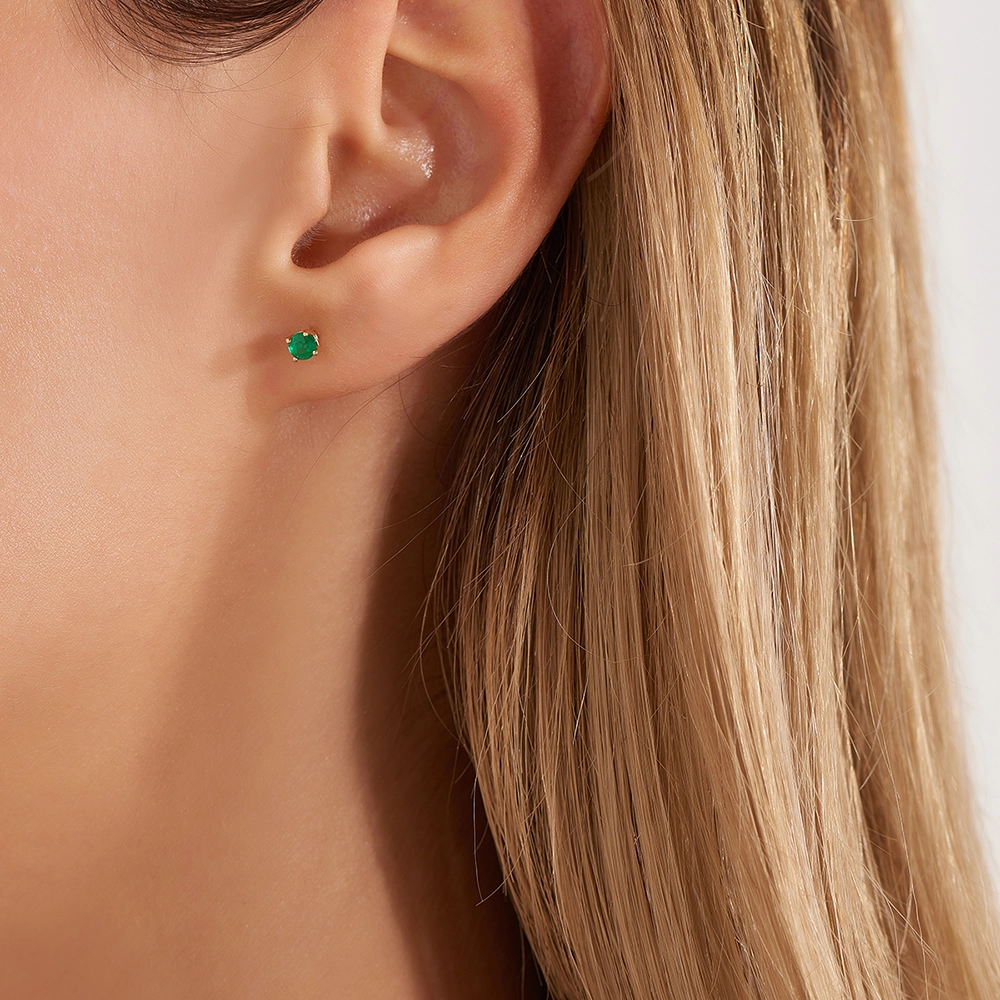 Duo Emerald Rose Gold Earring - 2