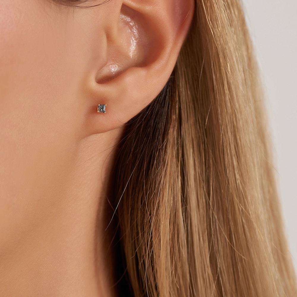 Duo Green Sapphire Rose Gold Earring - 2