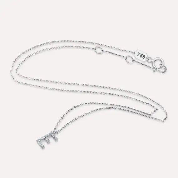 E Letter 0.10 CT Diamond White Gold Necklace - 5