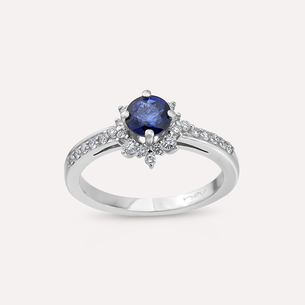 Earth 1.17 CT Sapphire and Diamond White Gold Ring - 2