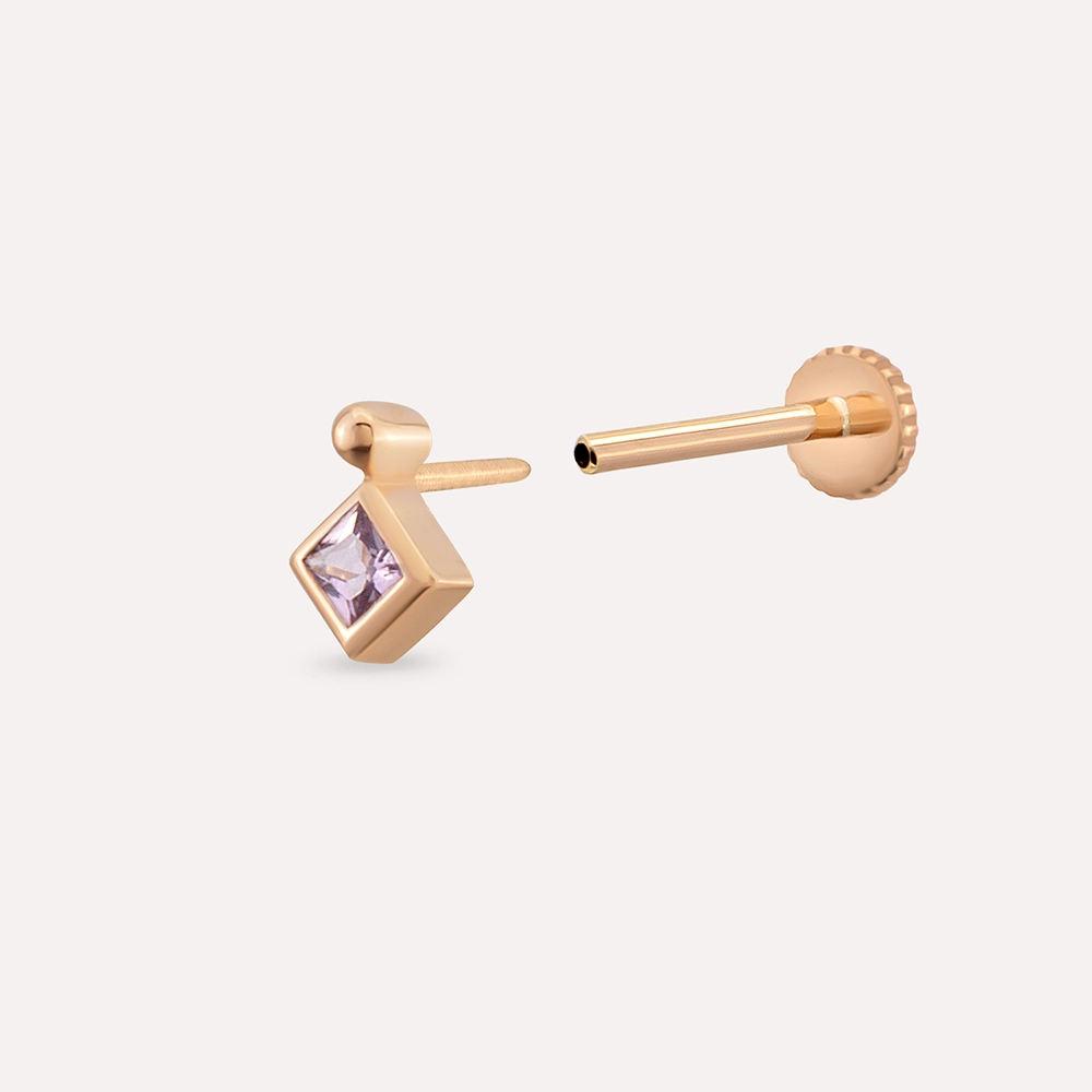 Echo Pink Safir Taşlı Rose Altın Piercing - 3