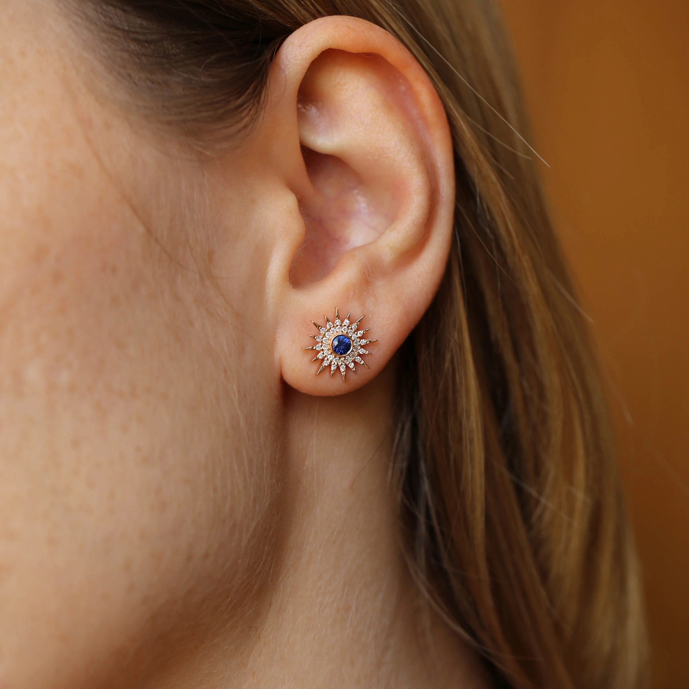 Eclipse 0.26 CT Sapphire and Diamond Single Earring - 2
