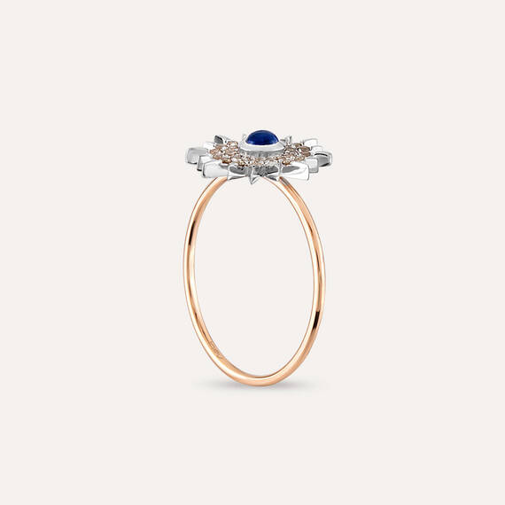 Eclipse Safir ve Brown Pırlanta Taşlı Rose Altın Yüzük - 8