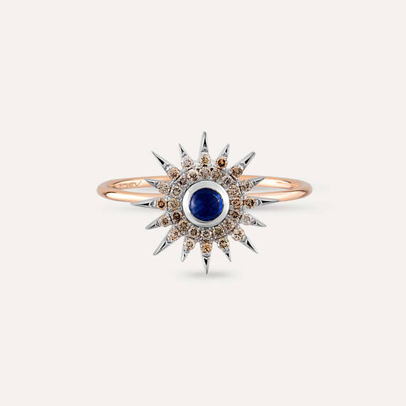 Eclipse 0.32 CT Sapphire and Brown Diamond Rose Gold Ring - 7