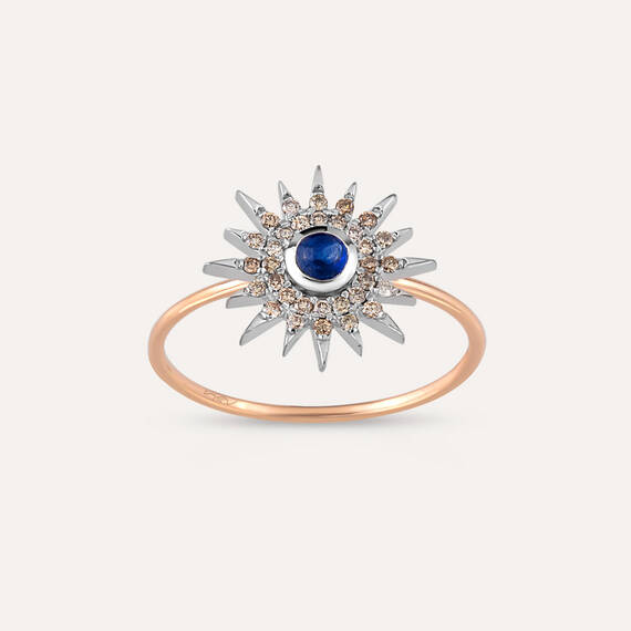 Eclipse 0.32 CT Sapphire and Brown Diamond Rose Gold Ring - 3