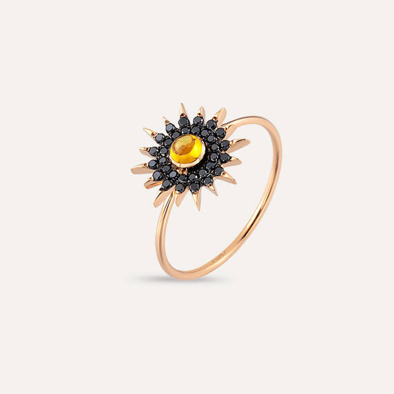 Eclipse 0.40 CT Yellow Sapphire and Black Diamond Rose Gold Ring - 1