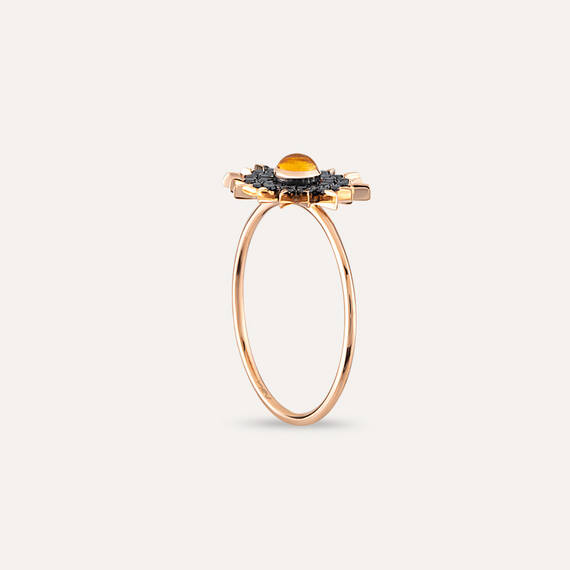 Eclipse 0.40 CT Yellow Sapphire and Black Diamond Rose Gold Ring - 4
