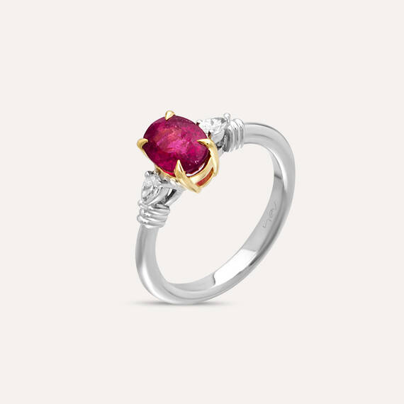 Edith 1.62 CT Tourmaline and Pear Cut Diamond Ring - 1