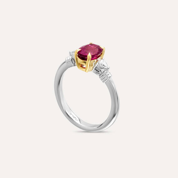 Edith 1.62 CT Tourmaline and Pear Cut Diamond Ring - 5