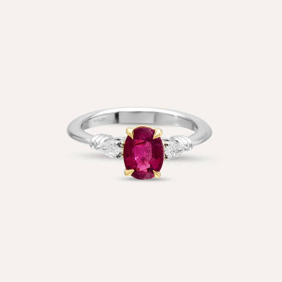 Edith 1.62 CT Tourmaline and Pear Cut Diamond Ring - 6