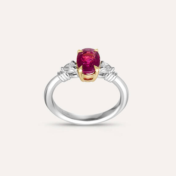 Edith 1.62 CT Tourmaline and Pear Cut Diamond Ring - 3