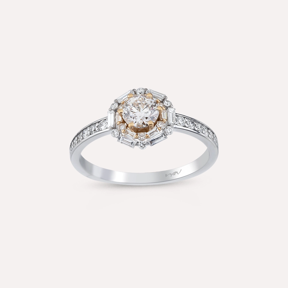 Edna 0.92 CT Baguette Cut Diamond White Gold Ring - 3