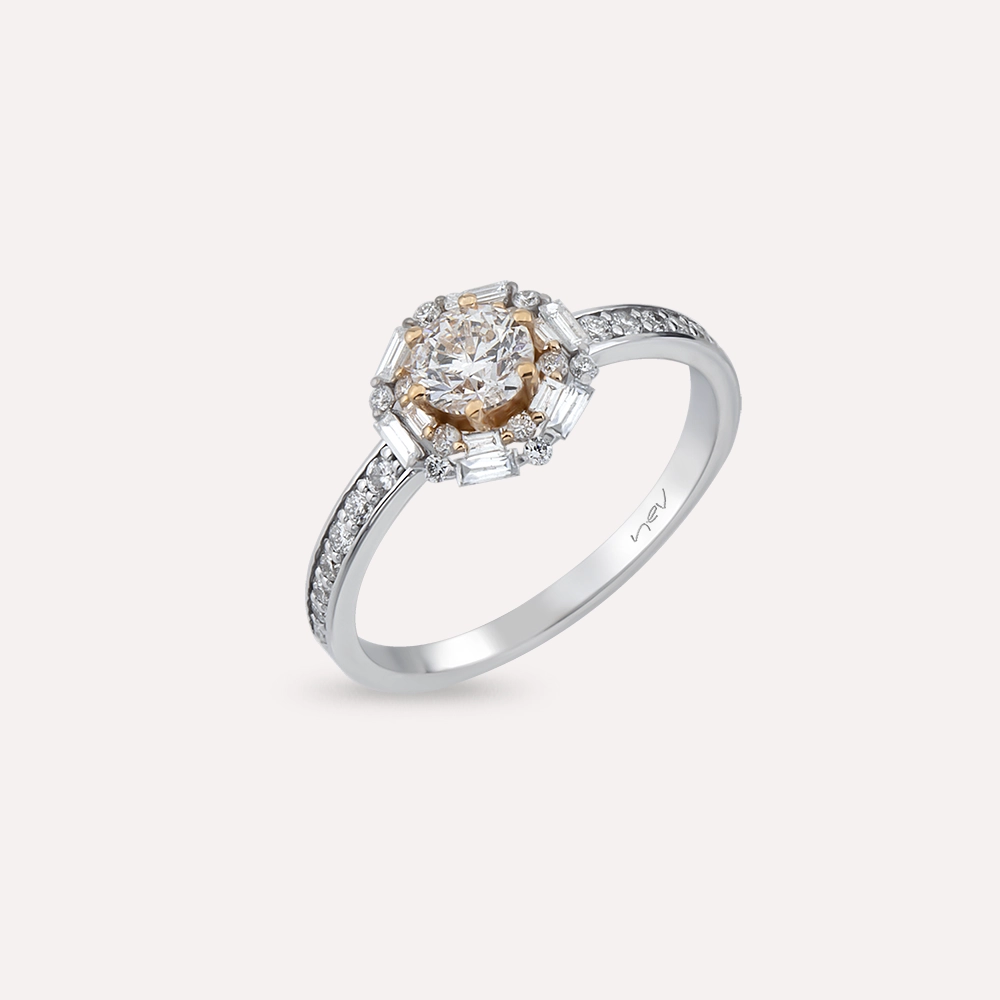 Edna 0.92 CT Baguette Cut Diamond White Gold Ring - 1