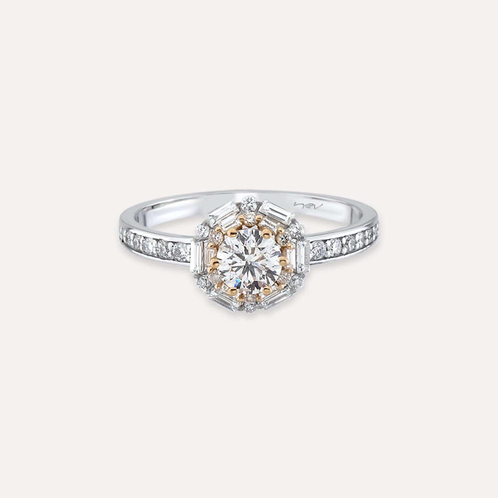 Edna 0.92 CT Baguette Cut Diamond White Gold Ring - 4