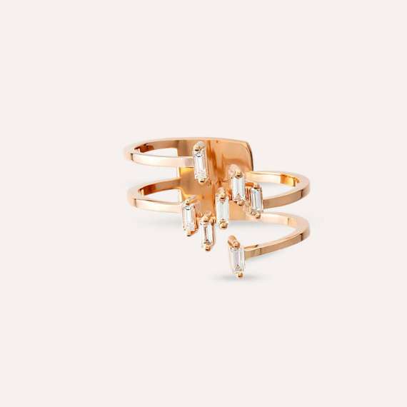 Elf 0.22 CT Baguette Cut Diamond Rose Gold Ring - 6