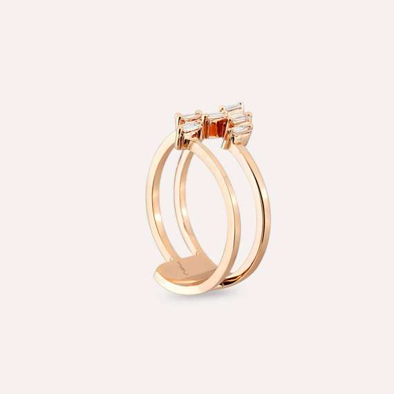 Elf 0.22 CT Baguette Cut Diamond Rose Gold Ring - 3