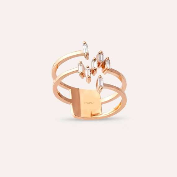 Elf 0.22 CT Baguette Cut Diamond Rose Gold Ring - 1