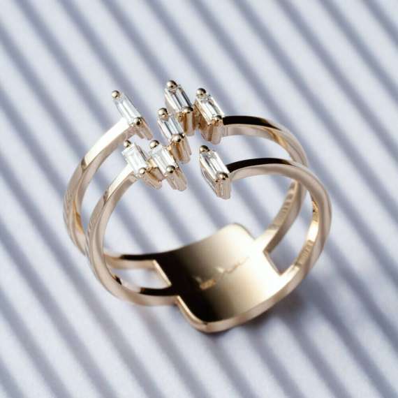 Elf 0.22 CT Baguette Cut Diamond Rose Gold Ring - 2