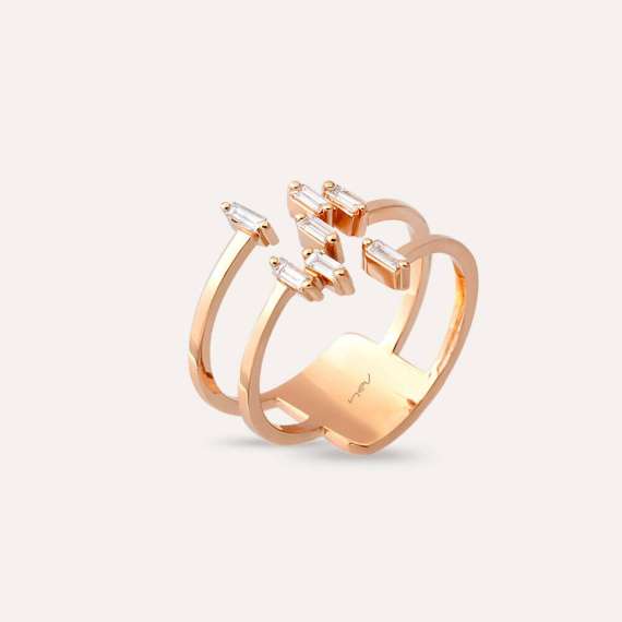 Elf 0.22 CT Baguette Cut Diamond Rose Gold Ring - 5