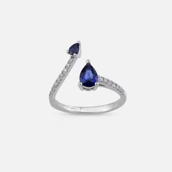 Elisa 1.00 CT Sapphire and Diamond White Gold Ring - 1