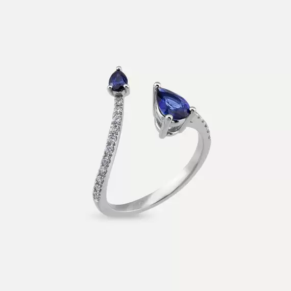 Elisa 1.00 CT Sapphire and Diamond White Gold Ring - 3