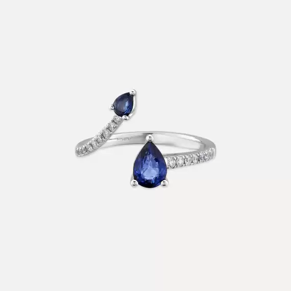 Elisa 1.00 CT Sapphire and Diamond White Gold Ring - 4