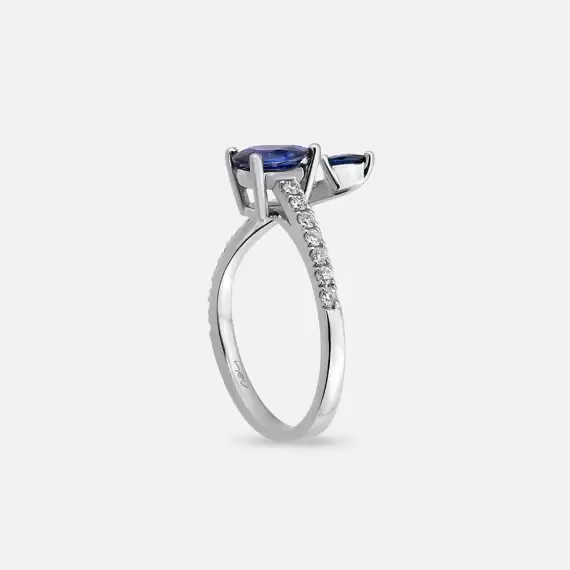 Elisa 1.00 CT Sapphire and Diamond White Gold Ring - 5