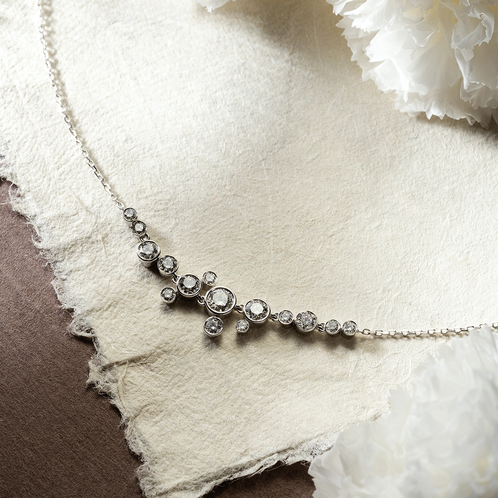 Ellie 1.35 CT Diamond White Gold Necklace - 1