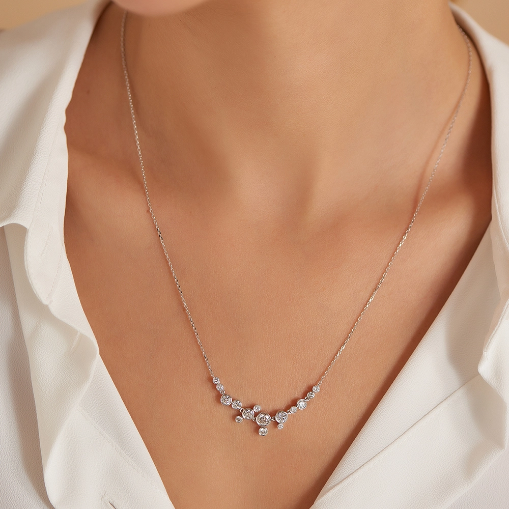 Ellie 1.35 CT Diamond White Gold Necklace - 3