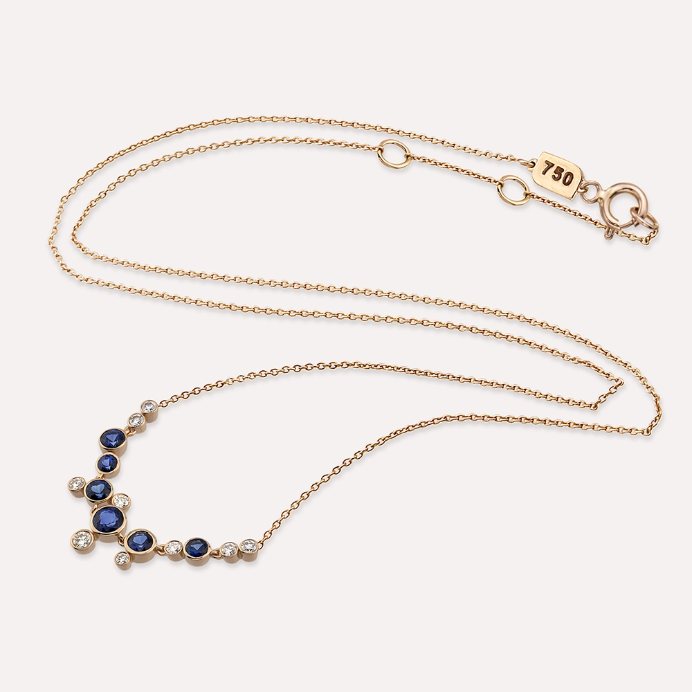 Ellie 1.90 CT Sapphire and Diamond Rose Gold Necklace - 5