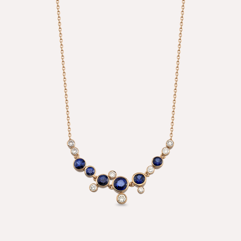 Ellie 1.90 CT Sapphire and Diamond Rose Gold Necklace - 2