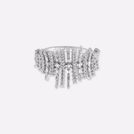 Elsa 0.61 CT Baguette Cut Diamond White Gold Ring - 4