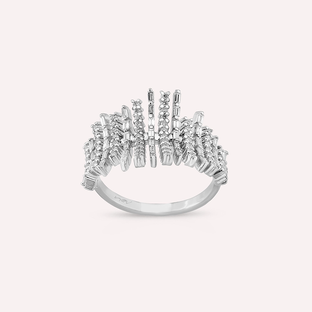 Elsa 0.61 CT Baguette Cut Diamond White Gold Ring - 1